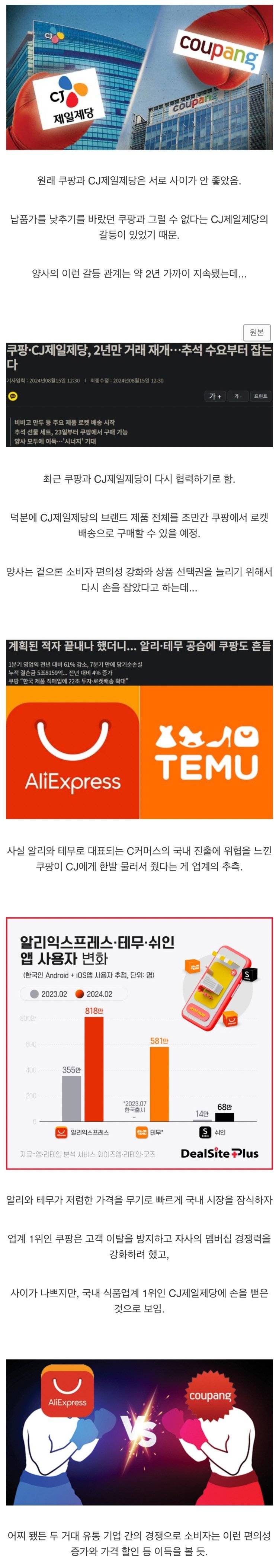 쿠팡과 화해한 CJ제일제당